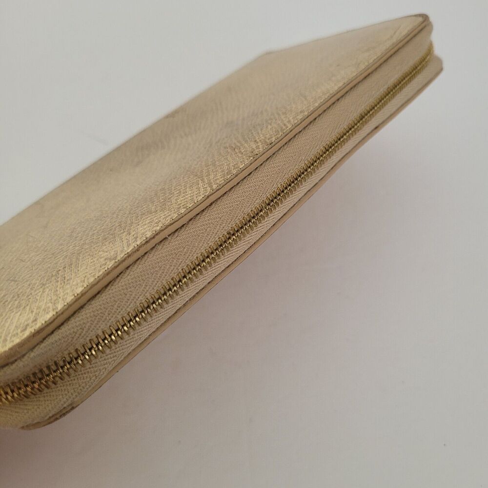 Celine Wallet Leather Gold Metali Card Bill Holder Large Zip Around Continental - Picture 3 of 10